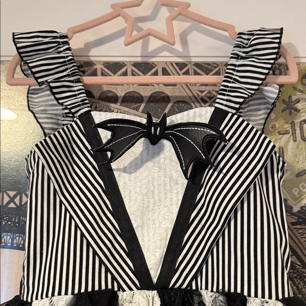 Nightmare Before Christmas Black and White Striped Kids Twirl Dress - Picture 4 of 8